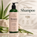 Alo Organic Shampoo elevated product rendering